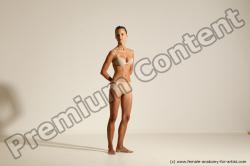 Underwear Gymnastic poses Woman White Moving poses Slim long blond Dynamic poses Academic